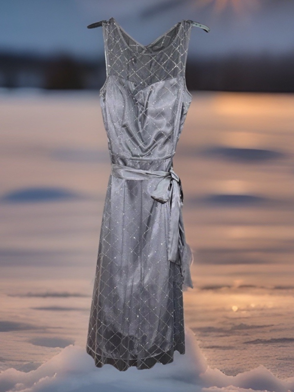 Jessica Howard fit-and-flare cocktail dress in grey and silver size 16